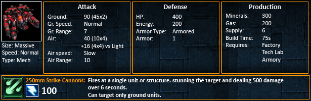 Starcraft 2 Thors Statistics SC2 Thor unit stats