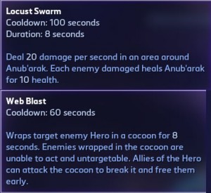 Anub'arak Heroic spells: Locust Swarm and Web Blast Anub'arak Heroic spells: Locust Swarm and Web Blast